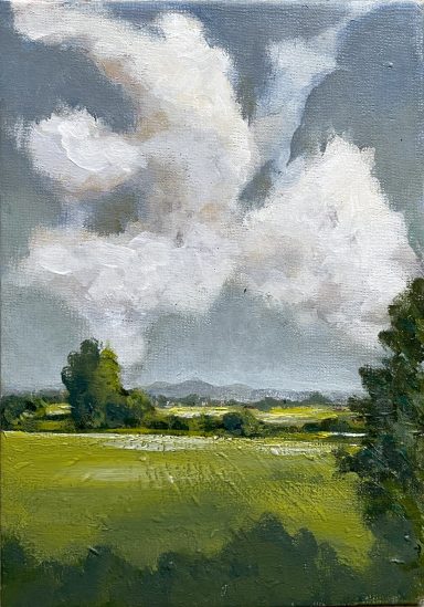 photo du tableau de paysage de campagne acrylique sur carton